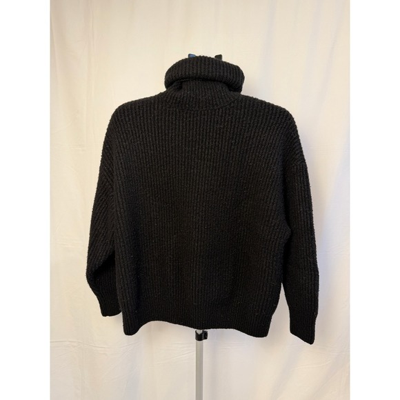 Zara Knit Black Turtleneck Sweater Ribbed Oversized Cozy Warm Womens Large - Picture 4 of 4